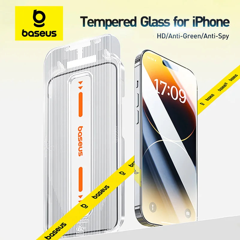 Baseus Corning Glass Anti Spy Full Tempered Glass Protection for iPhone 15, 14, 13 Pro Max Or 15 Pro Plus