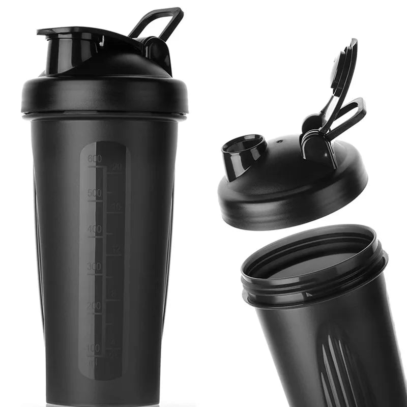 600ml Portable Protein Powder Shaker Bottle Leak Proof Water Bottle for Gym Fitness Training Sport Shaker Mixing Cup with Scale
