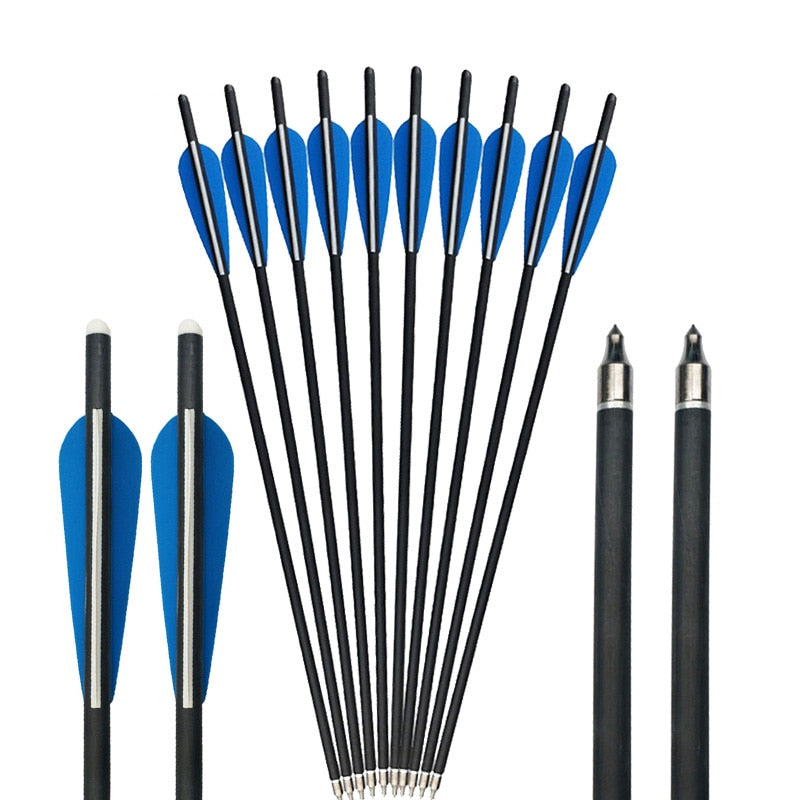 12pcs Archery Carbon Arrow 16/17/18/20/22inch Crossbow Bolts Diameter 8.8mm Arrows for Outdoor Shooting.