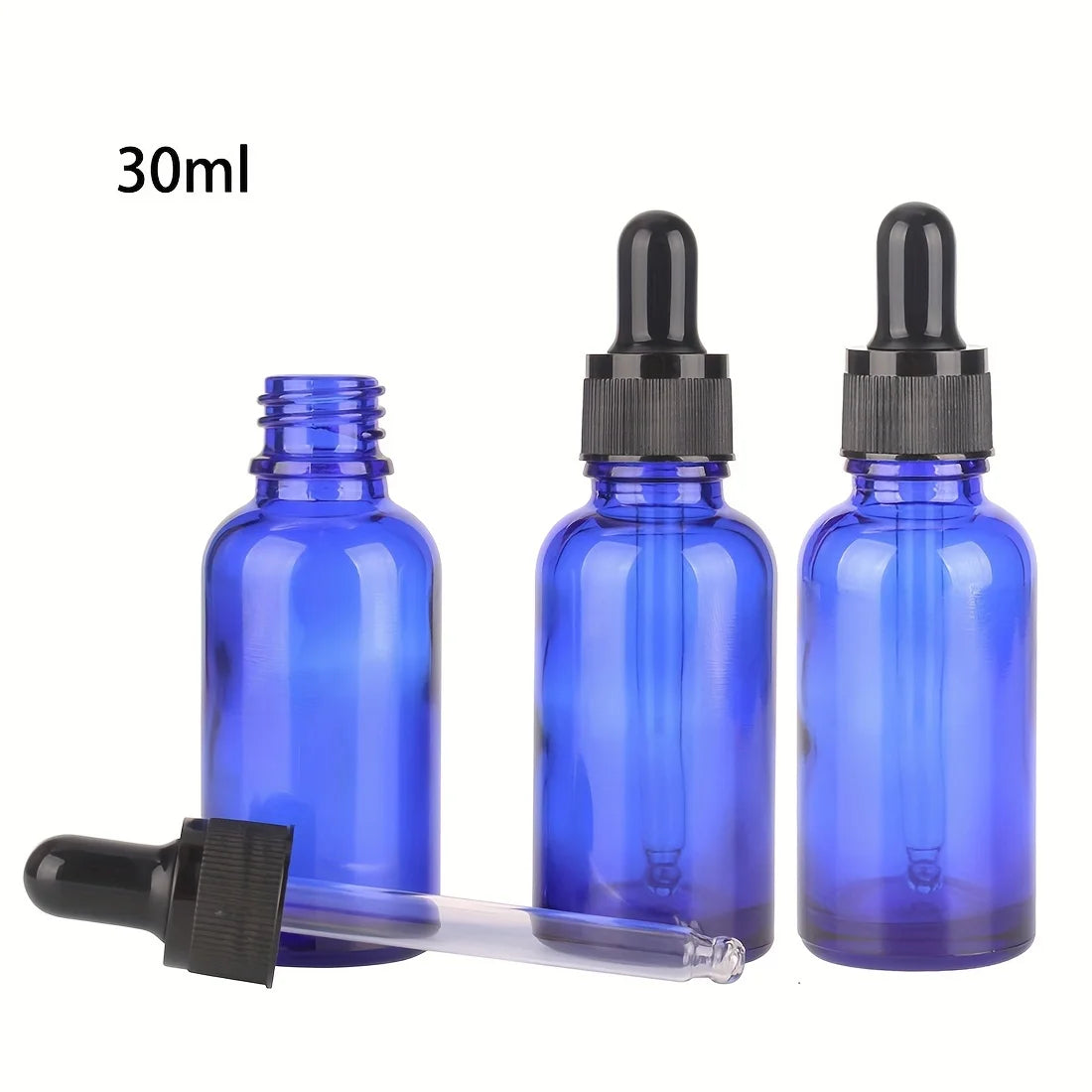 3 Pieces/lot 5ml 10ml 15ml 20ml 30ml 50ml 100ml Blue Glass Dropper Bottle with Glass Pipette for Cosmetic, Perfume Or Essential Oils