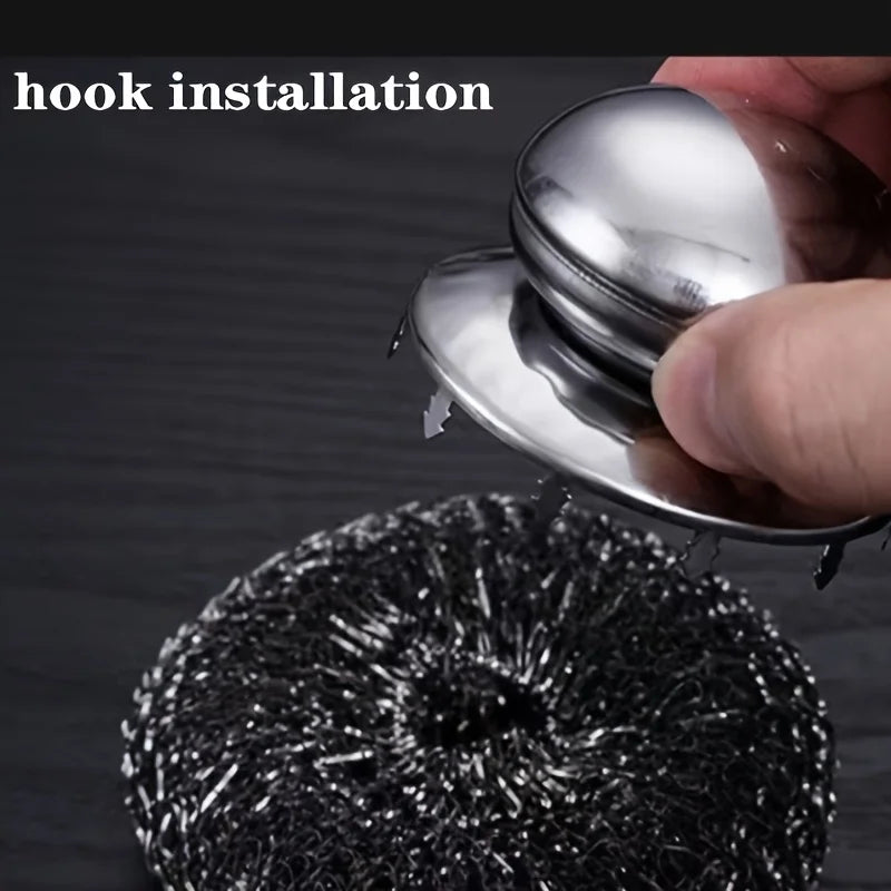6pcs SUS Handle Steel Wool Scrubber with 5 Replacement Balls Stain Remover for Grills