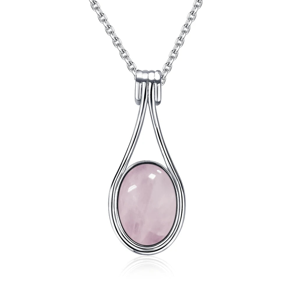 Oval 10X14MM Sterling Silver Platinum Natural Labradorite Pendants