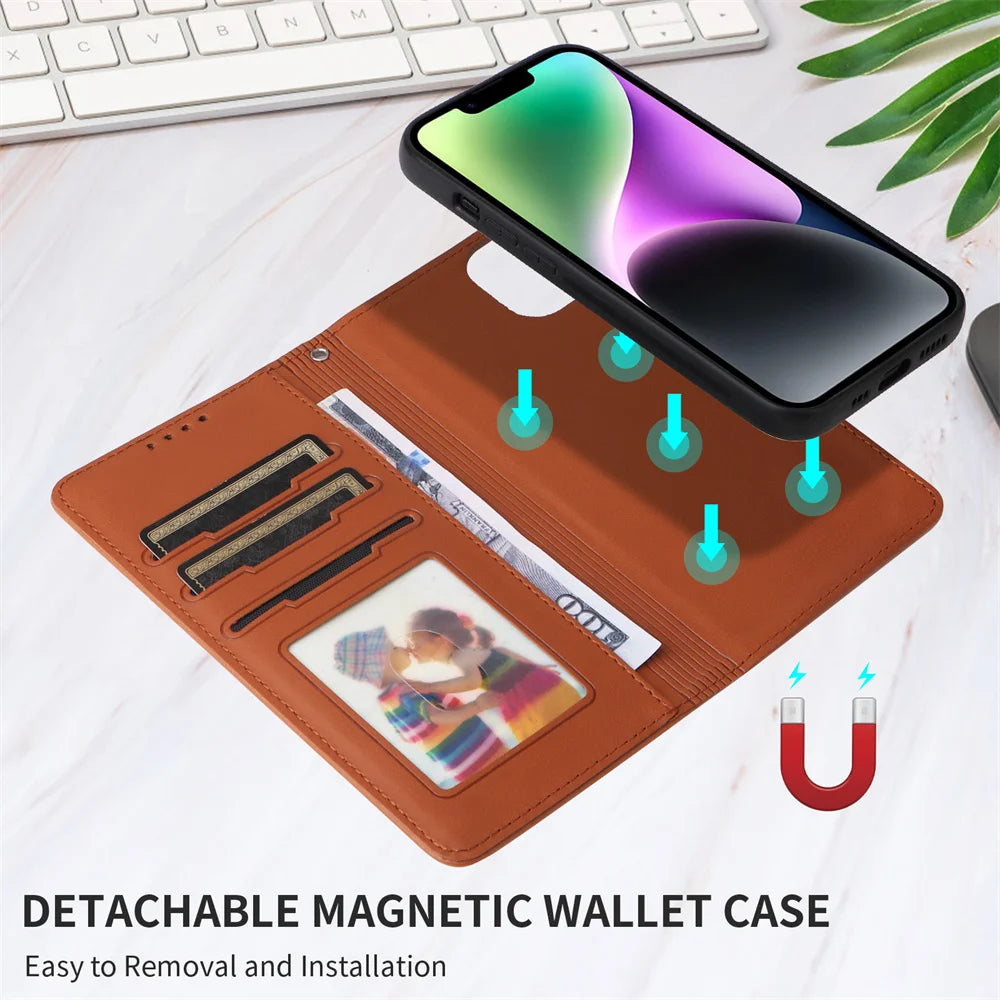 BETOPNICE 2 in 1 Detachable Magnetic Leather Case for iPhone 15 Pro Max 12 13 Mini 14 Plus