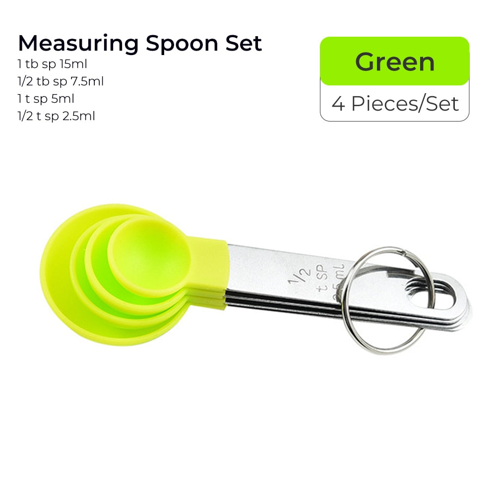 Multicolor 4pcs Stainless Steel Handle Measuring Cup Or spoons.