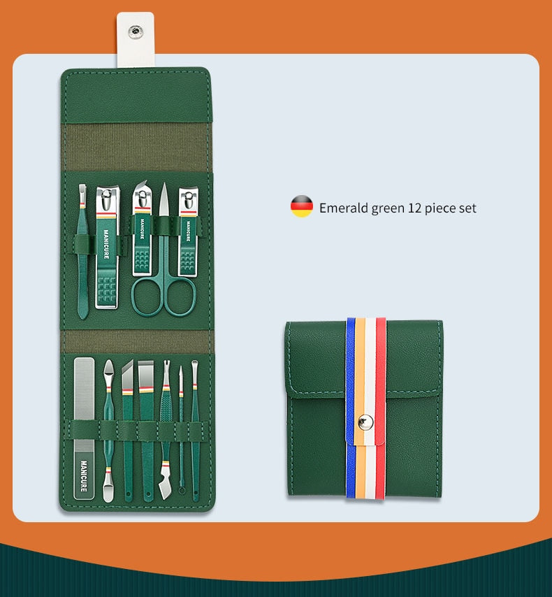 12-16pcs Stainless Steel Manicure Set With Folding Bag.