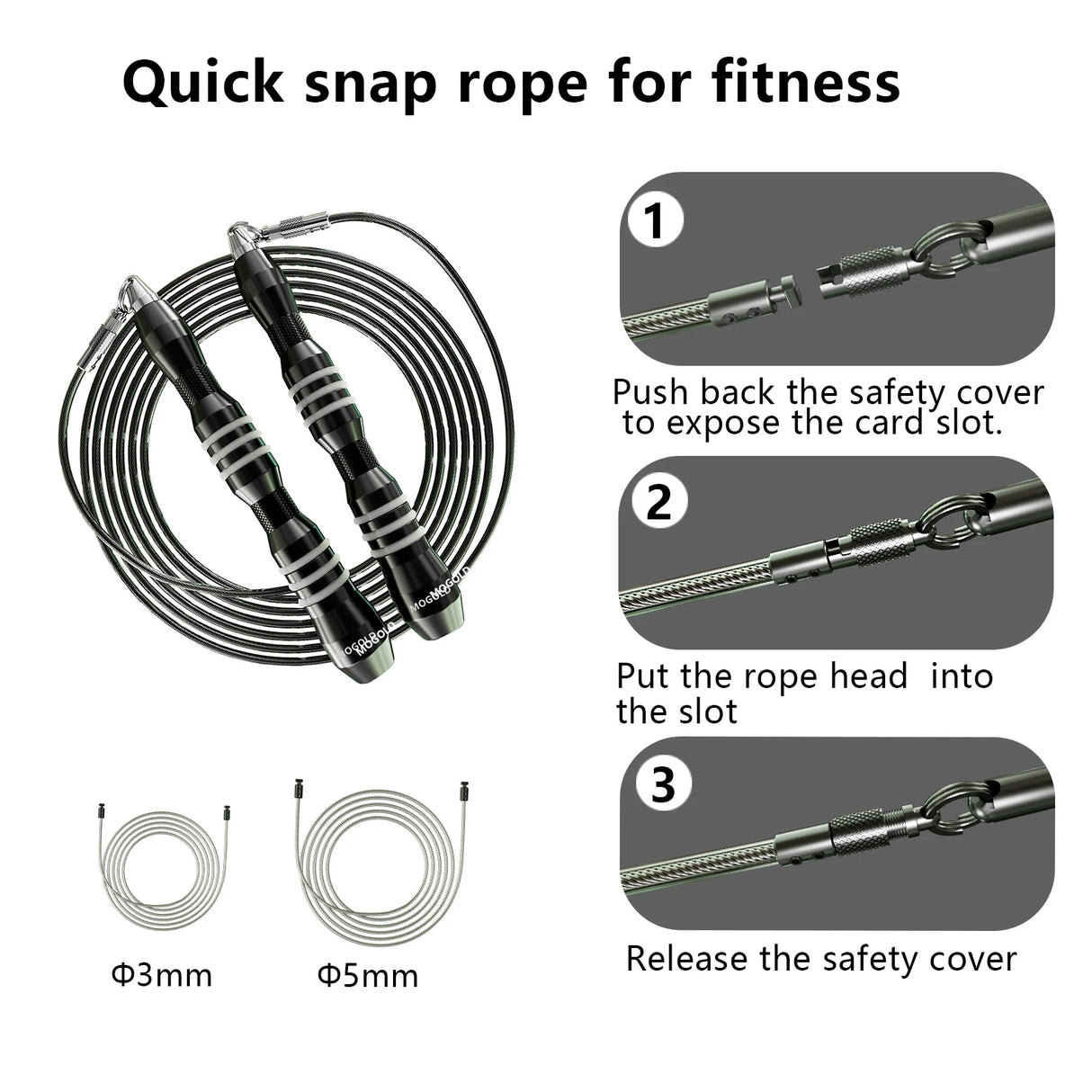 MOGOLD Durable Steel Wire Knot-Free Fitness Non-Slip Jump Rope |