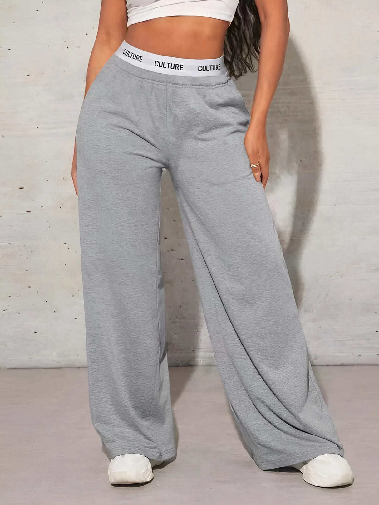 High Waisted Tummy Control Wide Leg Sweatpants