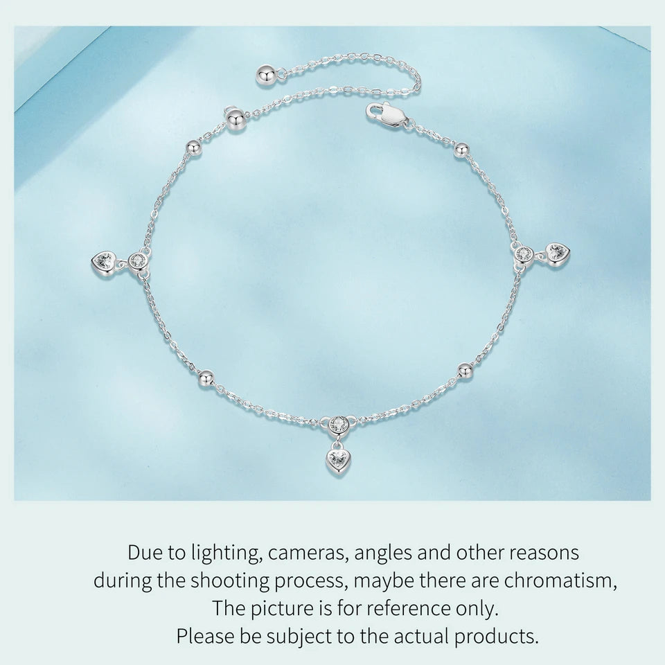 BAMOER 925 Sterling Silver Snake Adjustable Chain Anklet Bracelet