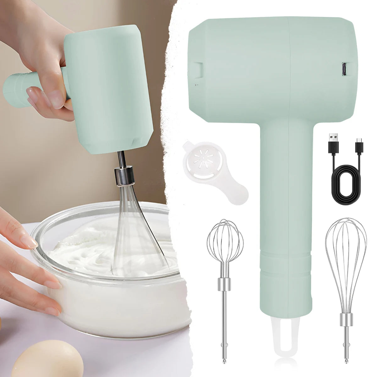1Pcs Electric Portable 3-speed Whisk