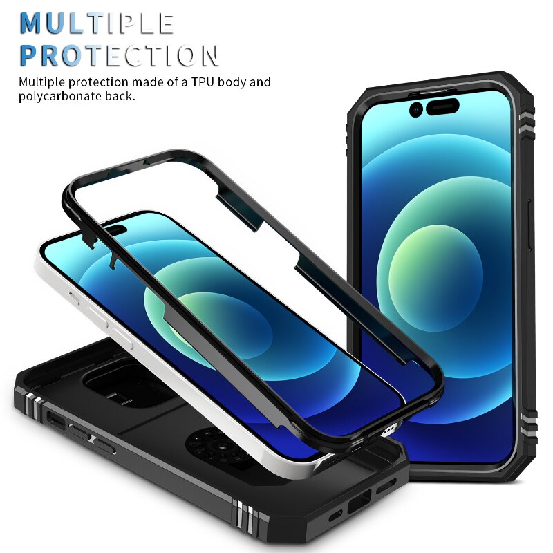 Design Case For iPhone 14 Pro Max 13 12 11 Pro XR X 360 Full Body Rugged Protective Slide Camera Stand Protection Ring Cover