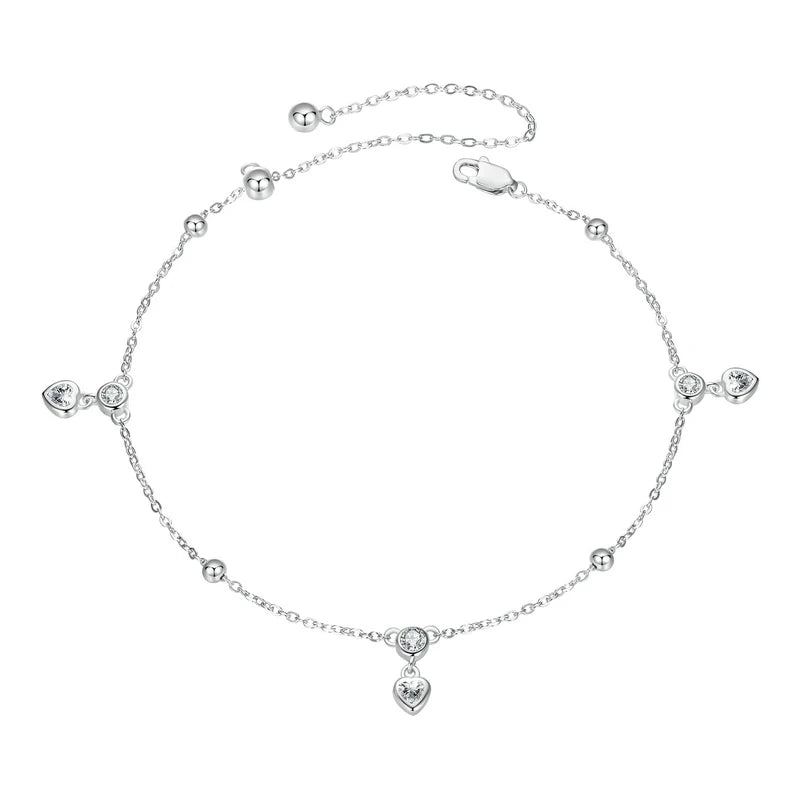 BAMOER 925 Sterling Silver Snake Adjustable Chain Anklet Bracelet
