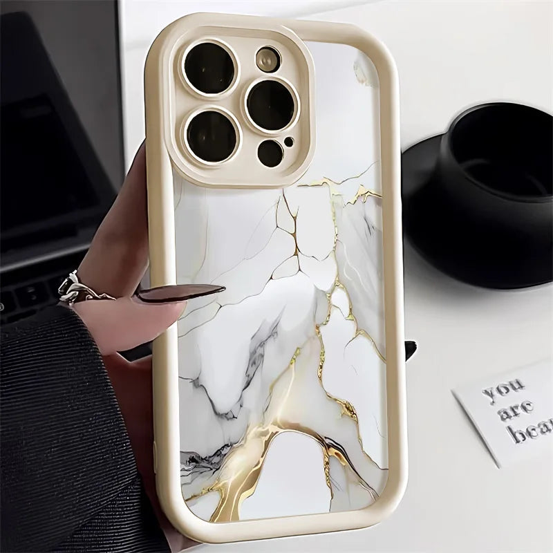 Marble Silicone Case For iPhone 15 16 17 Pro Max