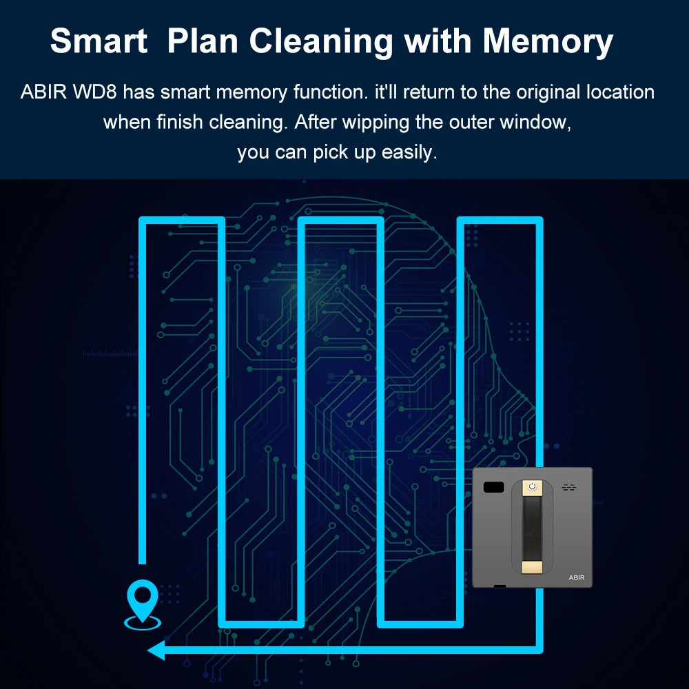 ABIR WD8 Wet Or Dry Robot Window Vacuum Cleaner ,Laser Sensor By App & Remote Control