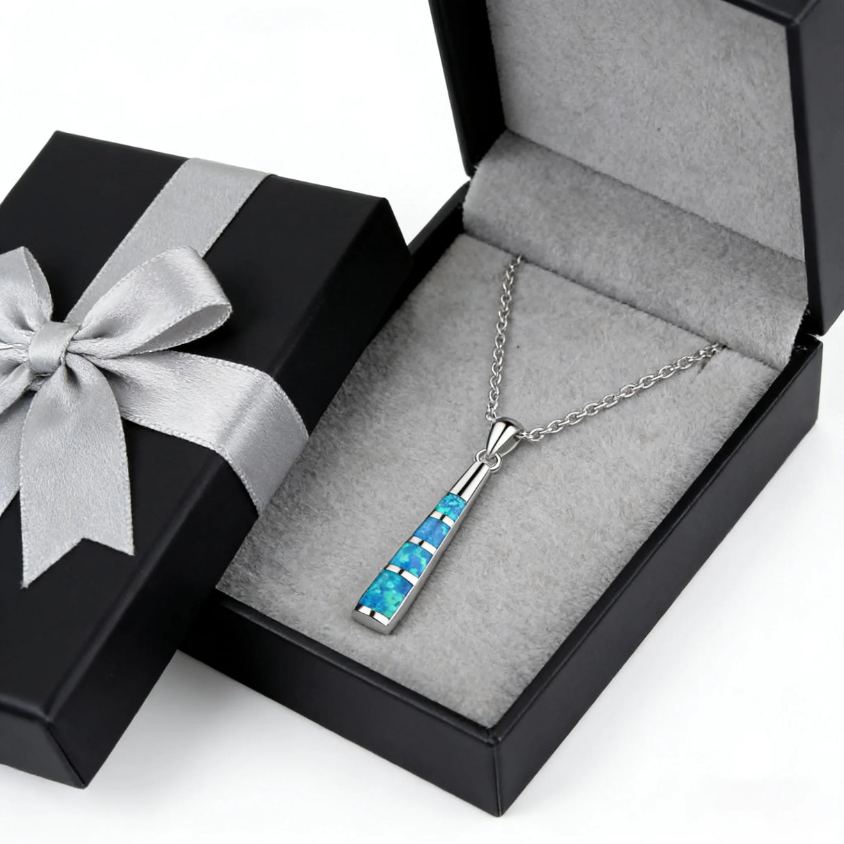Opal Pendant 14K White Gold Plated Necklace