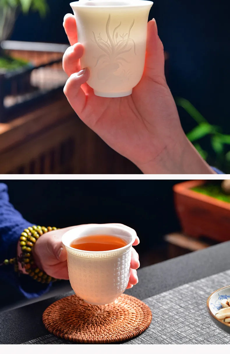 Chinese Three-dimensional White Porcelain Tea Cup
