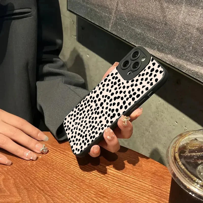 Polka Dot Soft Silicone Phone Case for iPhone 17 Air 16E 15 16 Pro Max Cases iPhone 14 13 12 11 7 8 Plus SE2