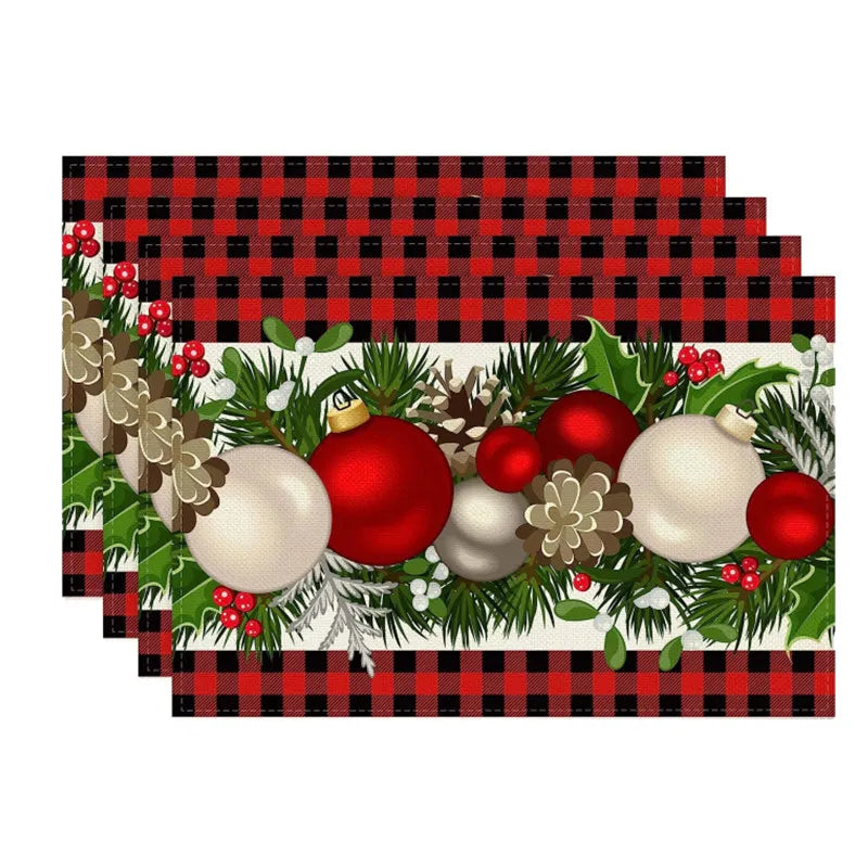 4PCS 30*45CM Linen Christmas Table Placemats