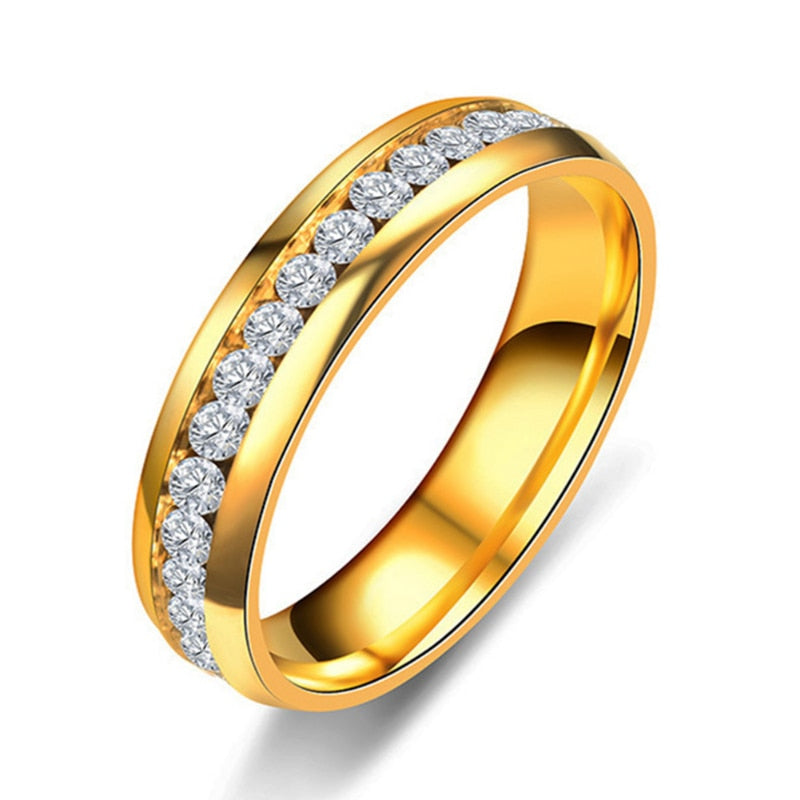 Woman's Exquisite Stainless Steel wedding Ring. Comes in Black, Gold or Silver.