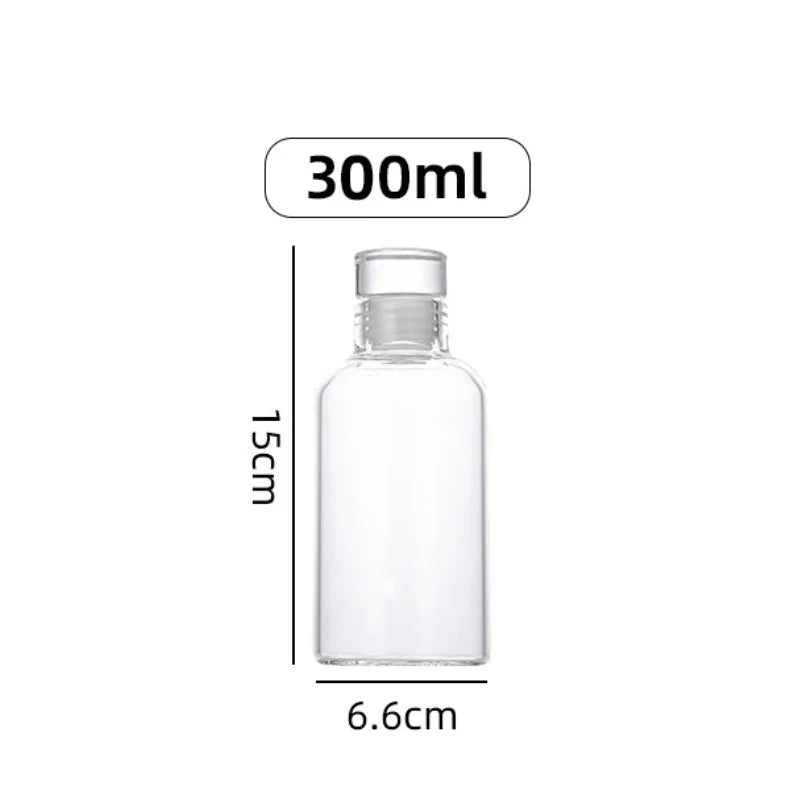 300-1000ML Transparent Glass Water Bottle