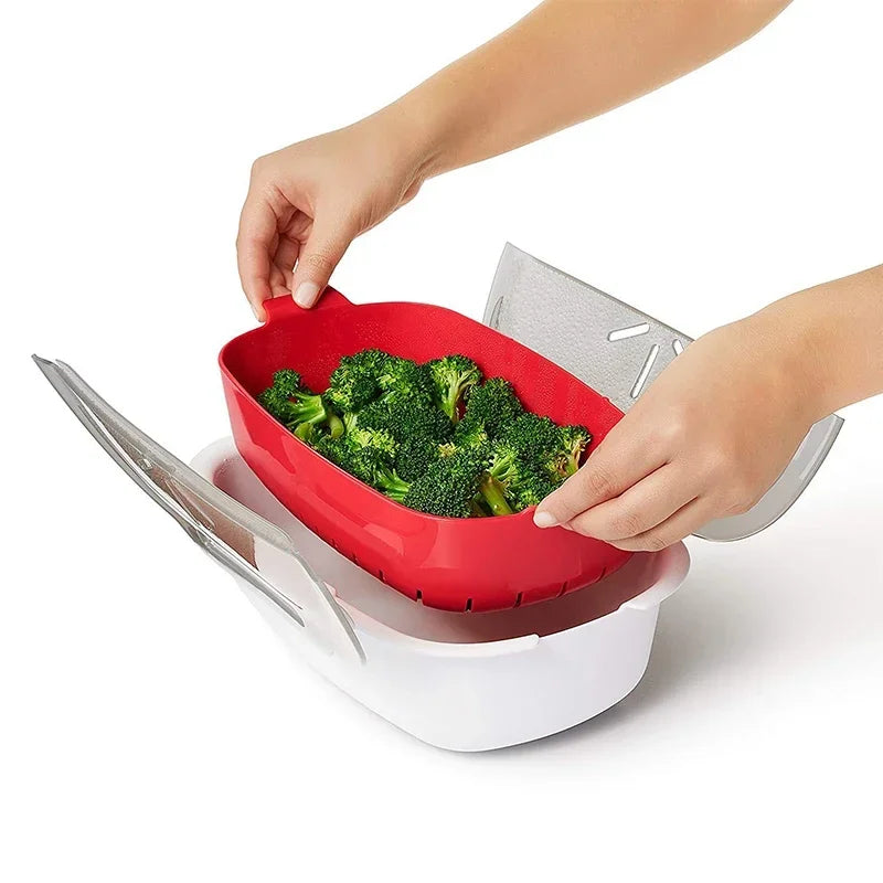 Microwave Oven Plastic Steamer With Lid
