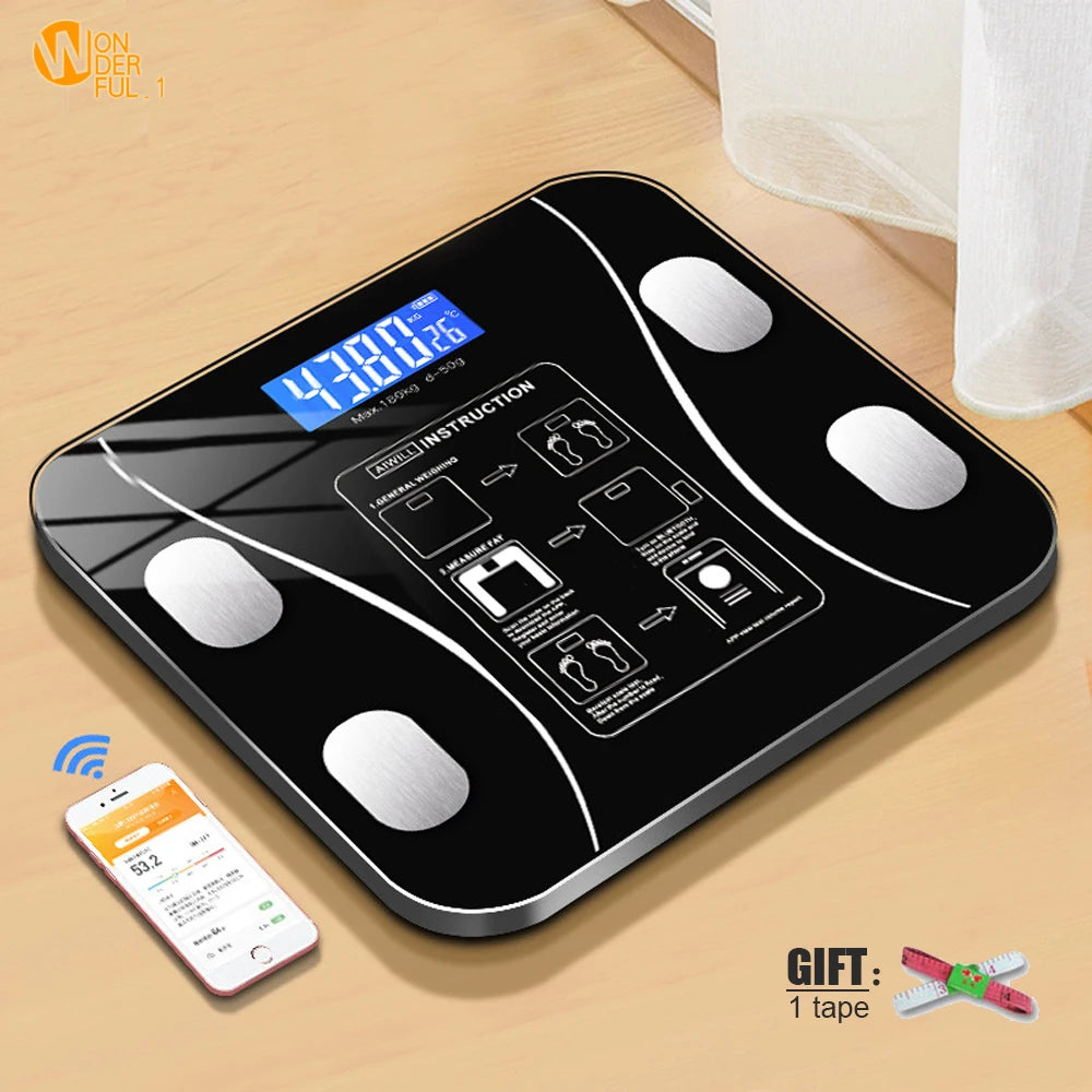 Digital Bathroom Weight Scale Body Composition Analyzer With Smartphone App Bluetooth
