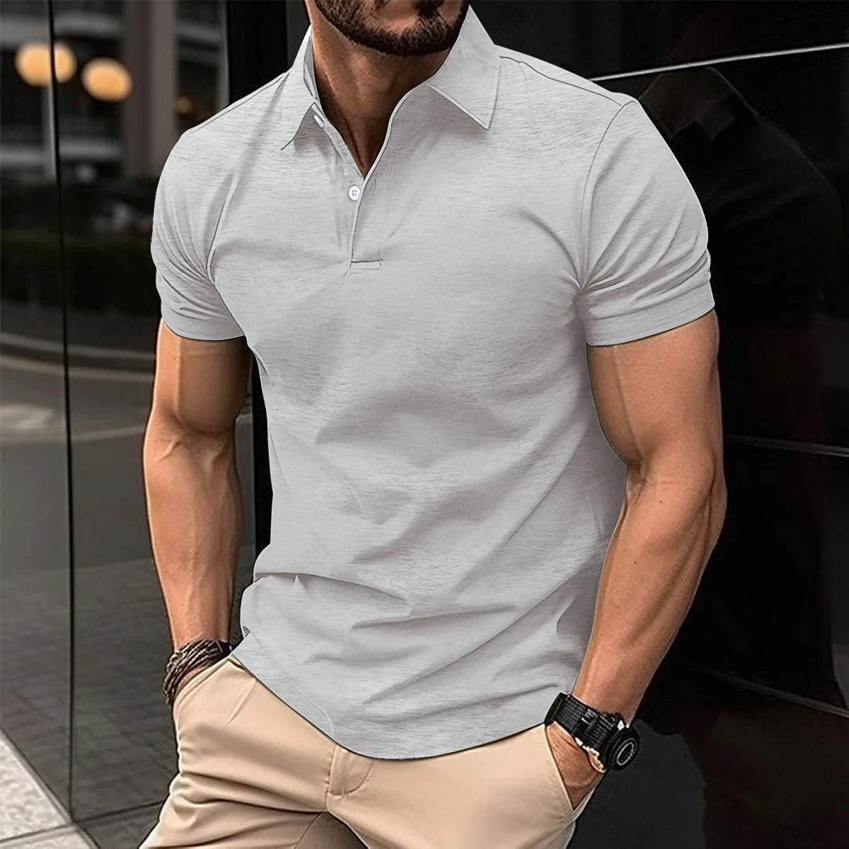 Men's Solid Color Polo T-Shirts For Business or Golf