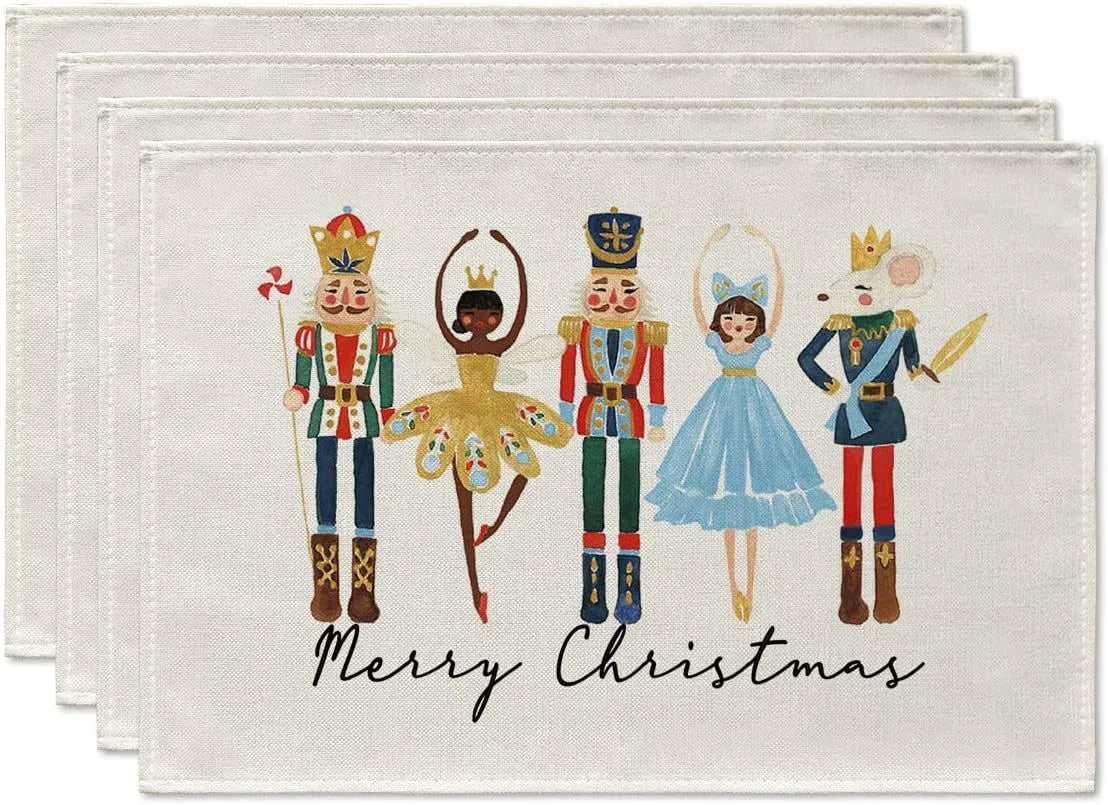 4PCS 30*45CM Linen Christmas Table Placemats