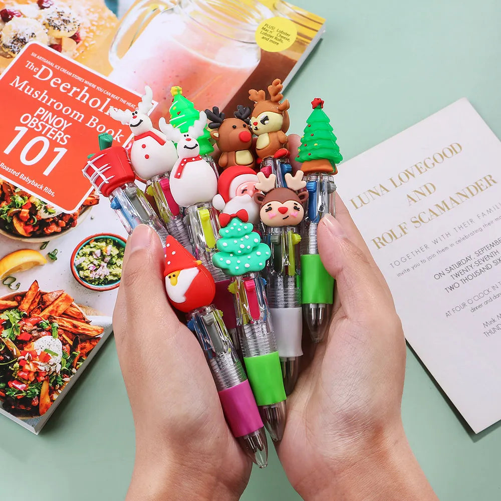 1Pcs 4 Color Retractable Mini Christmas Pen.
