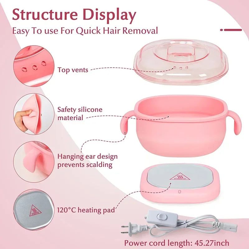 400ML Silicone Foldable Paraffin Pot Heater For Hair Removal