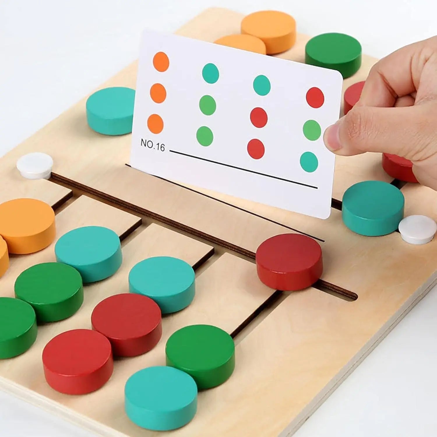 Toddlers Wooden Colorful Slide Matching Puzzle Board Game