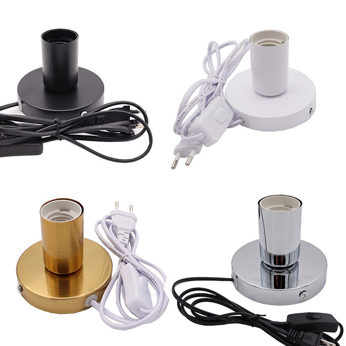 Anti-Slip Metal Desktop Lamp Base 180cm Cord E27 E26 With on/off Switch,