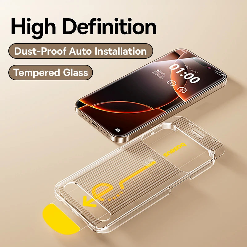 Baseus Full-View 0.3mm Tempered Glass Screen Protector For iPhone 13 14 15 16 17 Pro Max And iPhone 17 Air