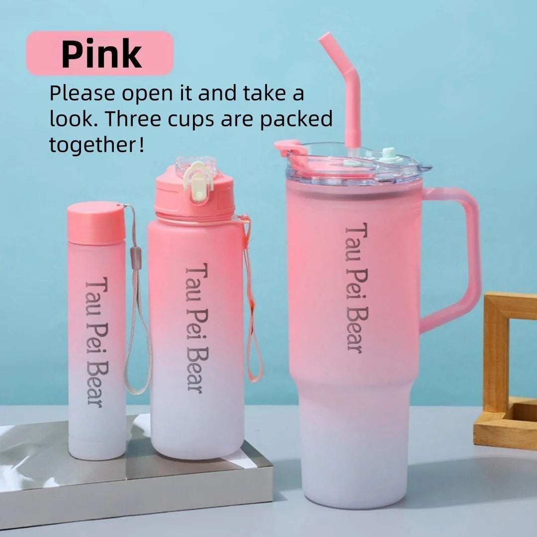 40oz Plastic 3 Piece Set Car Cup With Straw