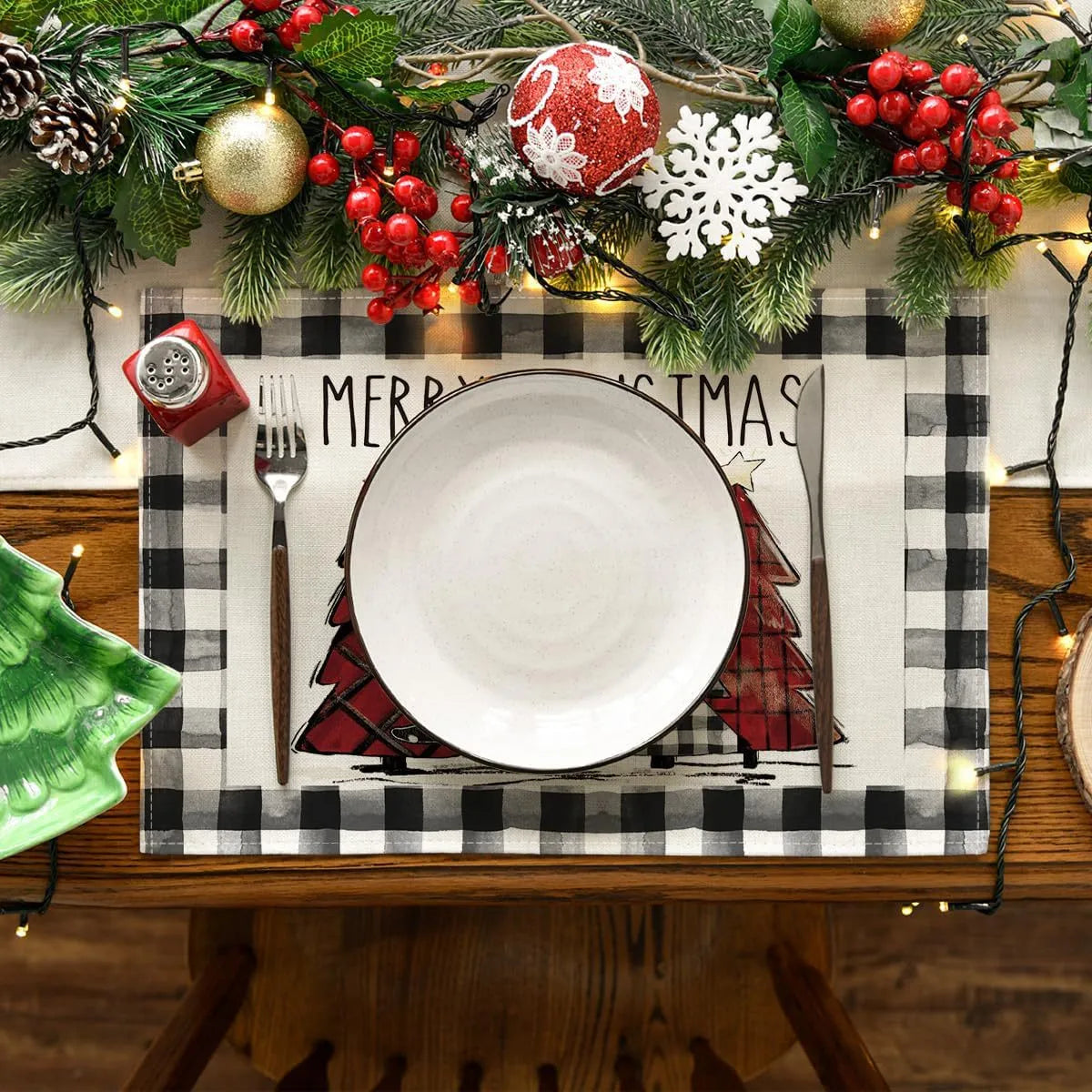 4PCS 30*45CM Linen Christmas Table Placemats