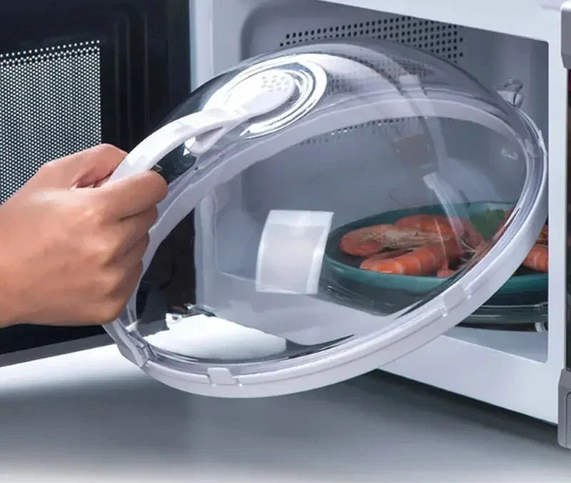 Microwave Transparent Plate Cover With Steam Vent And Handle