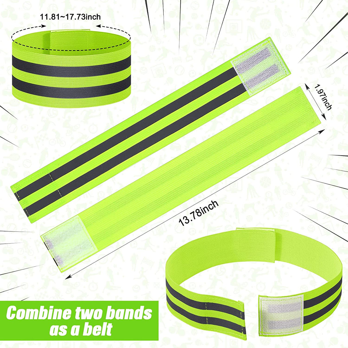 Safety Elastic Reflector Bands That Can Strap around your Ankle And Legs When Jogging.