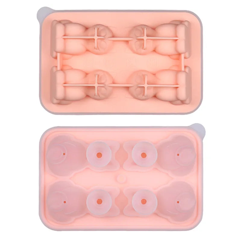Silicone 3D Cute Cat Ice Cube Molds Makes 4