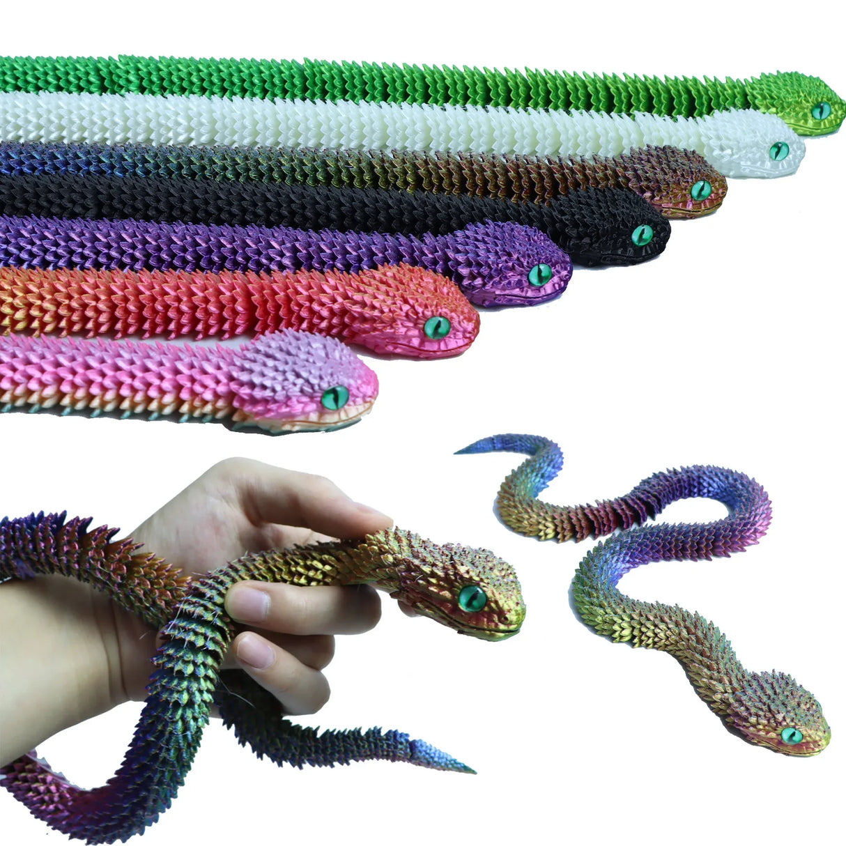 3D Printing Moveable Rotating Action Figure Snake Egg For Stress Relief
