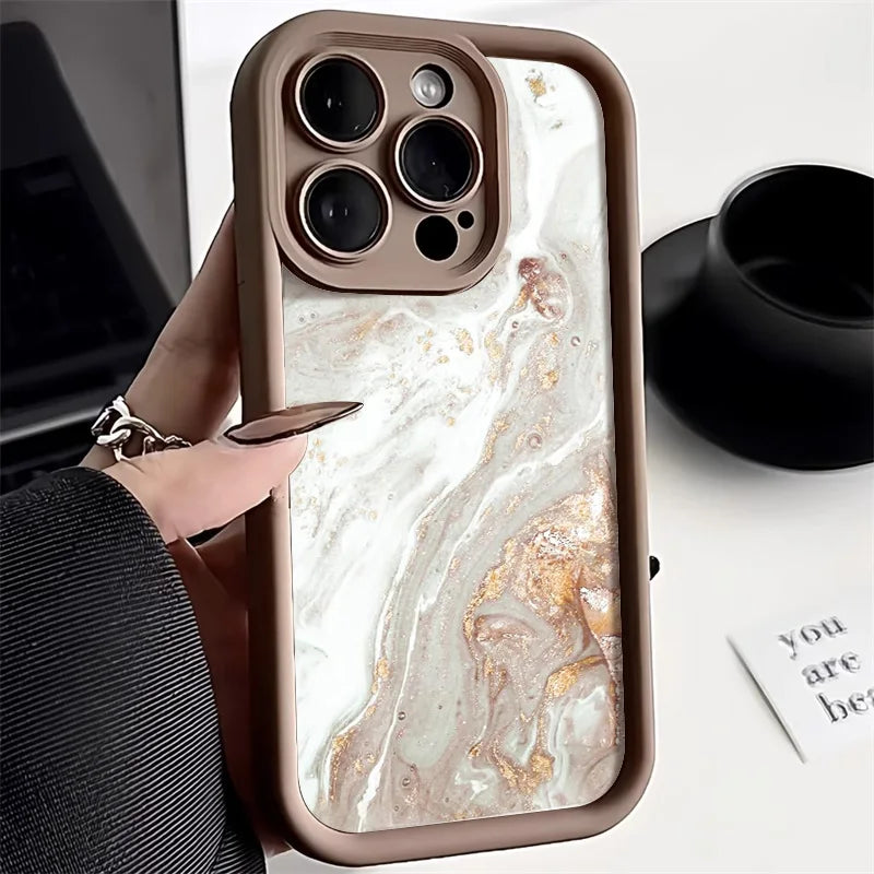 Marble Silicone Case For iPhone 15 16 17 Pro Max