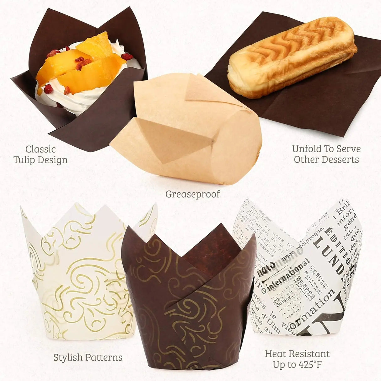 100pcs Oilproof Tulip Muffin Cupcake Liners
