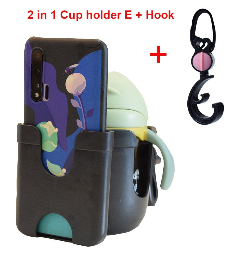 Baby Stroller mobile phone and drink holder.
