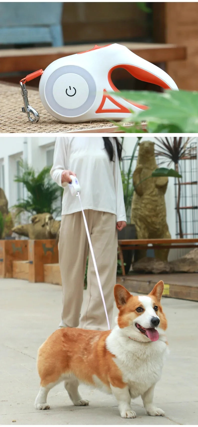 LED Retractable Dog Leash with light for Small To Medium Pets