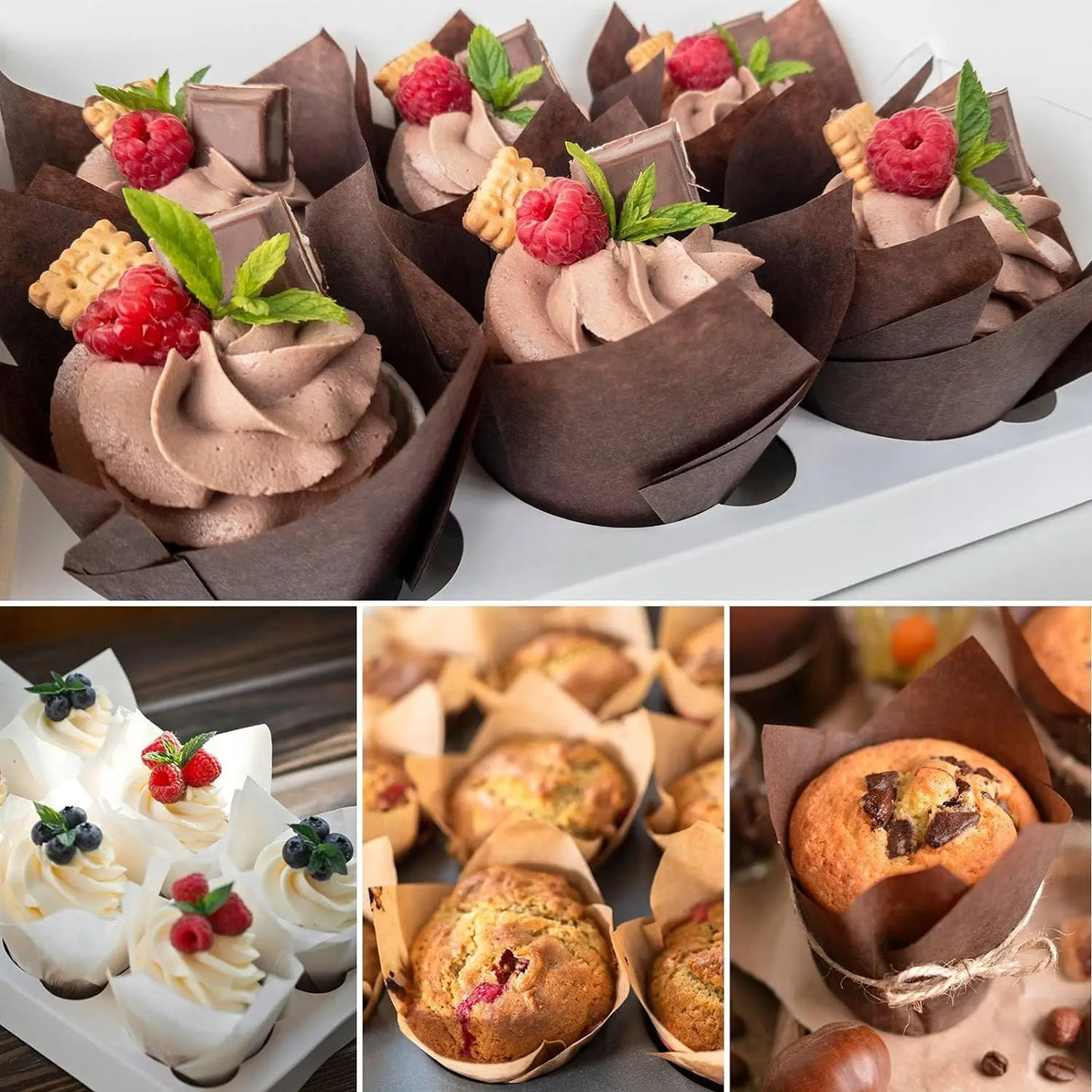 100pcs Oilproof Tulip Muffin Cupcake Liners