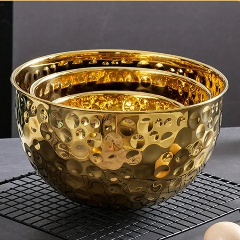 Stainless Steel Hammer Point Fruit Or Mixing Bowl