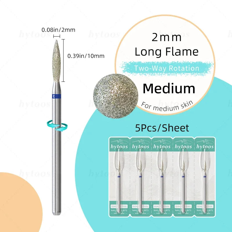 HYTOOS 5Pcs/Set Diamond Nail Drill Bits To Clean Cuticles And Nails