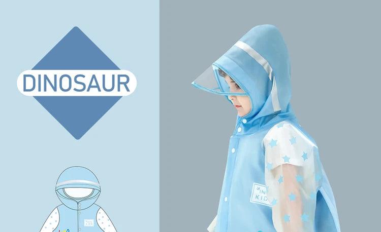 Children's Cartoon Raincoat With Backpack Space