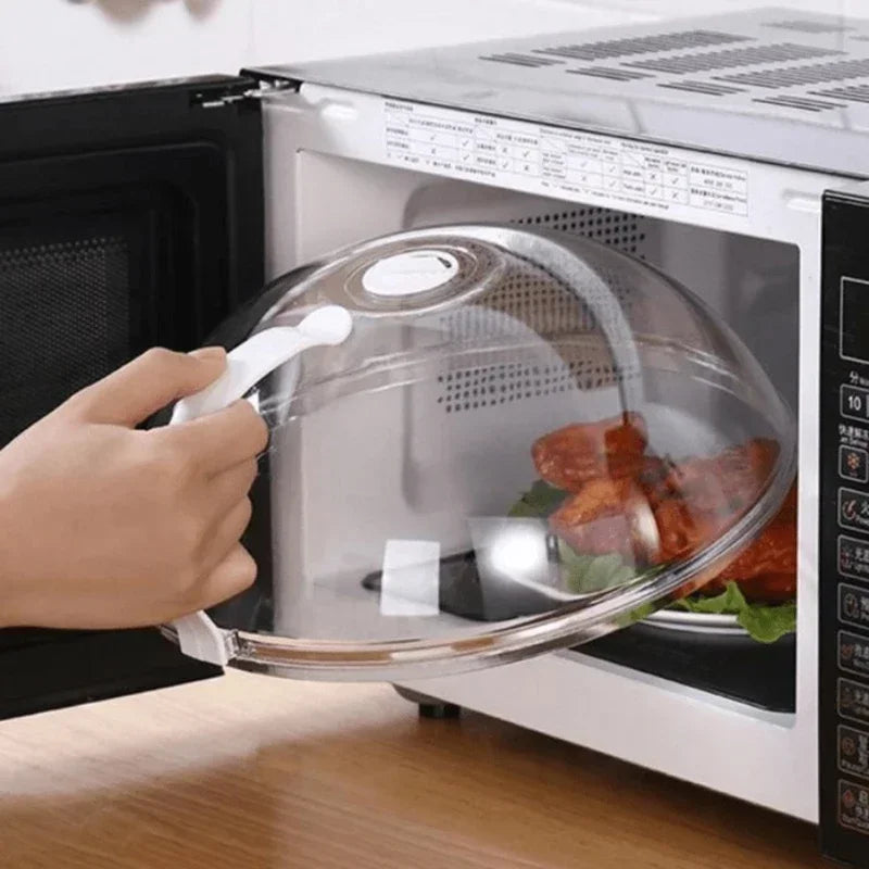 Microwave Transparent Plate Cover With Steam Vent And Handle