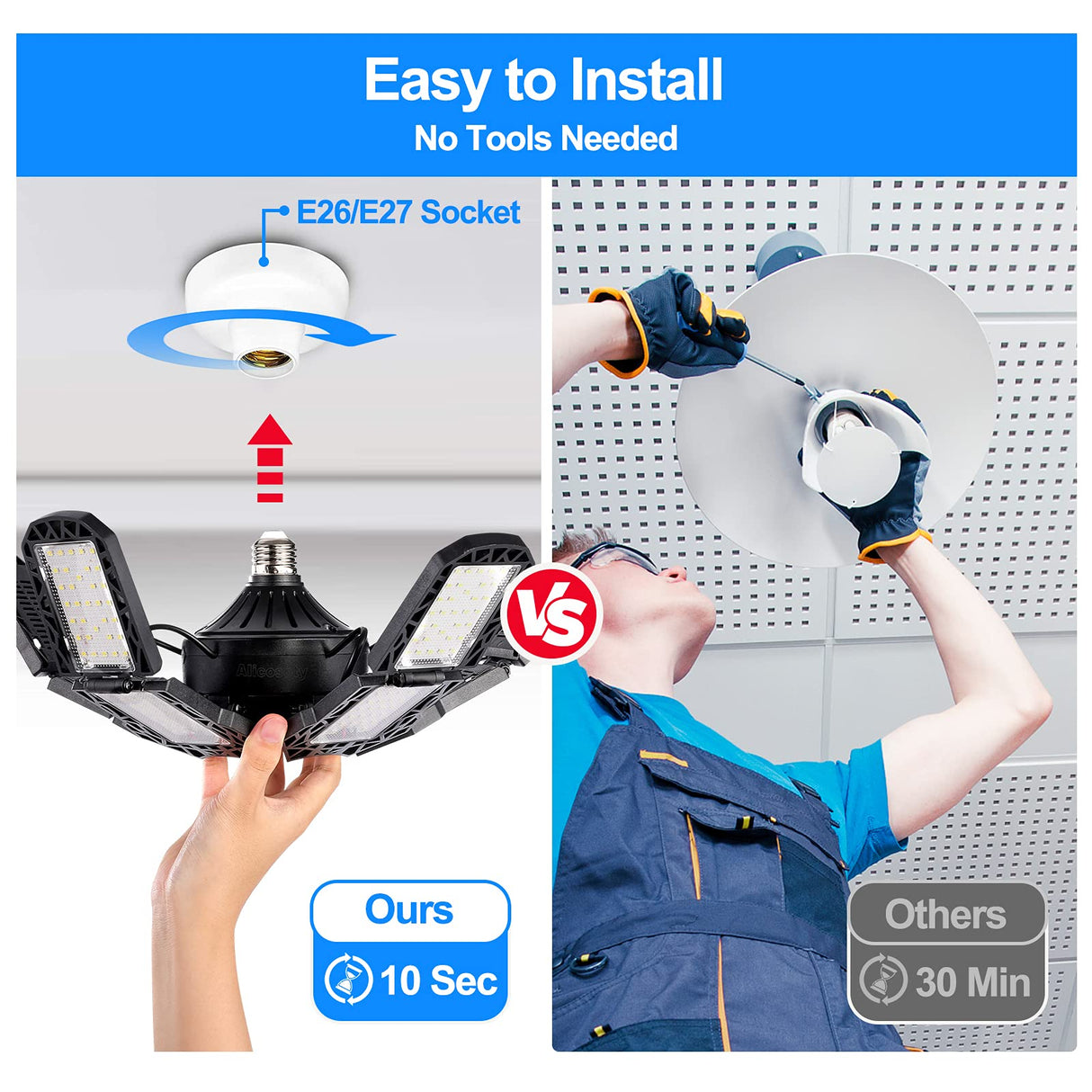 LED 3/5/6/10/12 Adjustable Basement/Storage/Warehouse Lighting With Panels E26/E27.