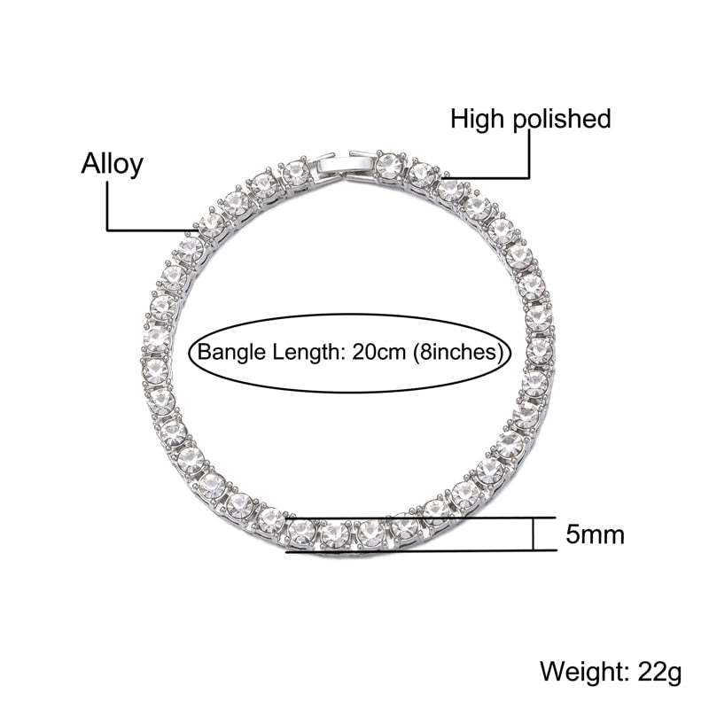 Hip Hop Cubic Zirconia chain Bracelet.