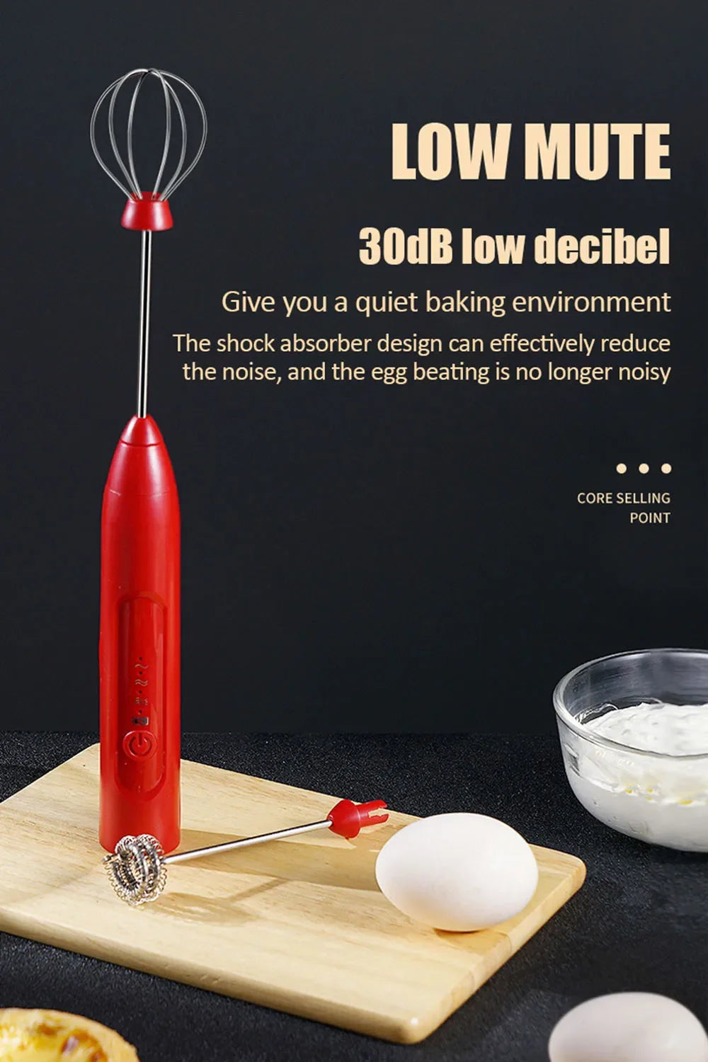 USB Rechargeable Handheld Electric 3-Speed Frother